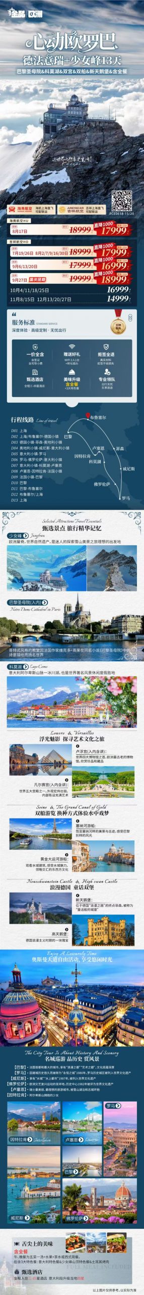 🇨🇭德法意瑞+少女峰4国13天
