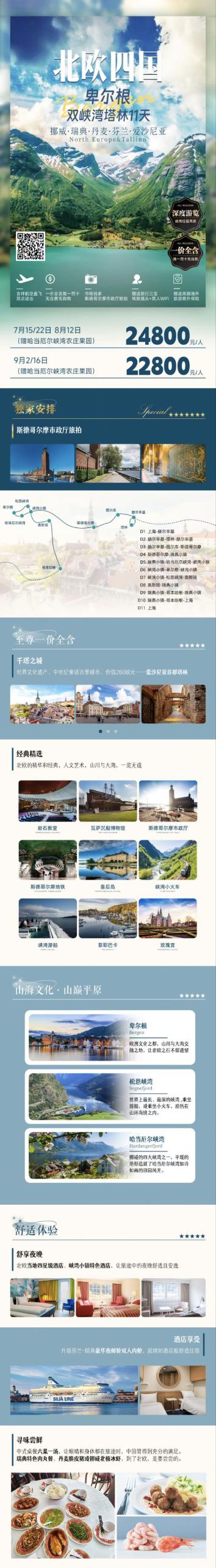 🇳🇴挪威｜瑞典｜芬兰｜丹麦卑尔根+双峡湾+爱沙尼亚塔林11天